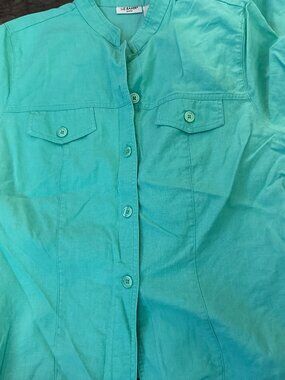 Liz Baker Petite Linen Set Top Pants Large Coastal Beach Outfit